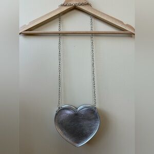 NWOT - Silver Heart-Shaped Crossbody Bag